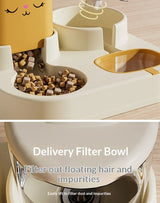 Portable Solid Steel Automatic Cat & Dog Double Bowl Feeder – Cat Face Design - Image 18