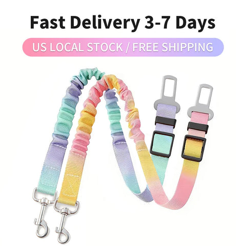 Adjustable Dog Car Seat Belt Leash – Nylon Bungee Safety Leash
