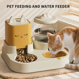 Portable Solid Steel Automatic Cat & Dog Double Bowl Feeder – Cat Face Design - Image 6