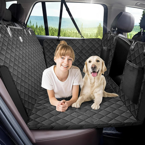 Foldable Pet Car Seat Cover Extender – Hard Bottom Back Seat for Large Dogs