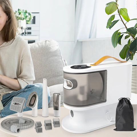 Pet Grooming Kit with Vacuum – Hair Removal Trimmer for Cats & Dogs