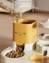 Portable Solid Steel Automatic Cat & Dog Double Bowl Feeder – Cat Face Design - Image 16