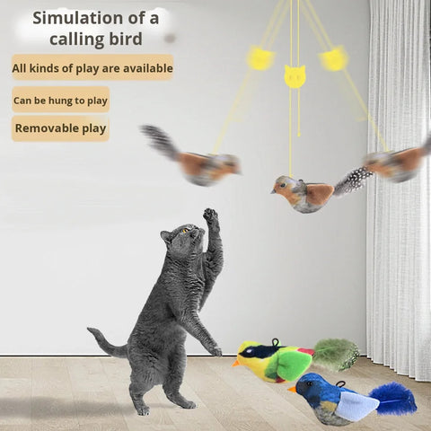Simulated Squeaky Bird Cat Toy with Catnip – Interactive Self-Play Toy