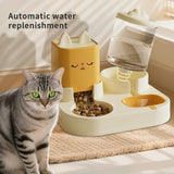Portable Solid Steel Automatic Cat & Dog Double Bowl Feeder – Cat Face Design - Image 4