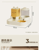 Portable Solid Steel Automatic Cat & Dog Double Bowl Feeder – Cat Face Design - Image 22