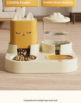 Portable Solid Steel Automatic Cat & Dog Double Bowl Feeder – Cat Face Design - Image 14